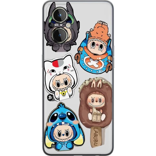 OnePlus Nord N20 5G Gjennomsiktig deksel Labubu figure samling - Pop Mart Labubu The Monsters i fargerik design
