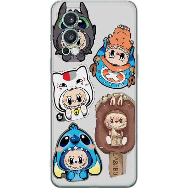 OnePlus Nord 2 5G Gjennomsiktig deksel Labubu figure samling - Pop Mart Labubu The Monsters i fargerik design