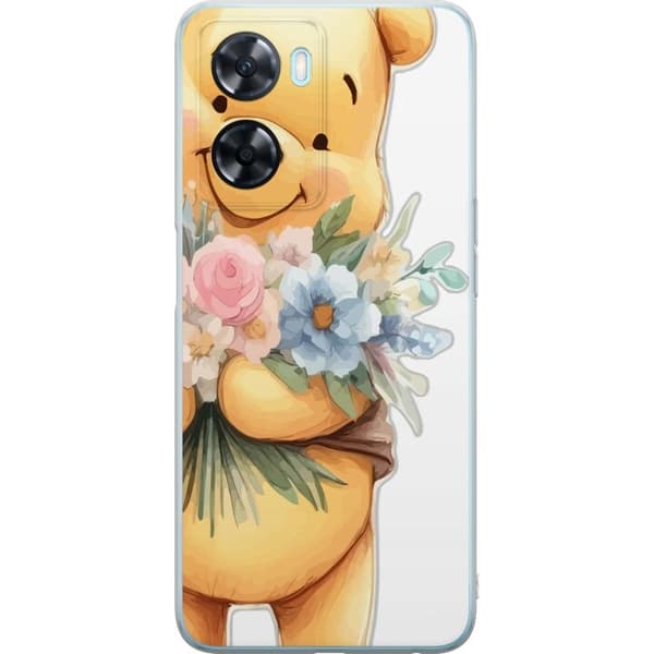 OnePlus Nord N20 SE Genomskinligt Skal Nalle Puh med blommor – klassisk barnfavorit i blommande vårmiljö