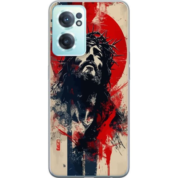 OnePlus Nord CE 2 5G Gjennomsiktig deksel Jesus med kors - kristent motiv med sterk symbolikk om tro og håp