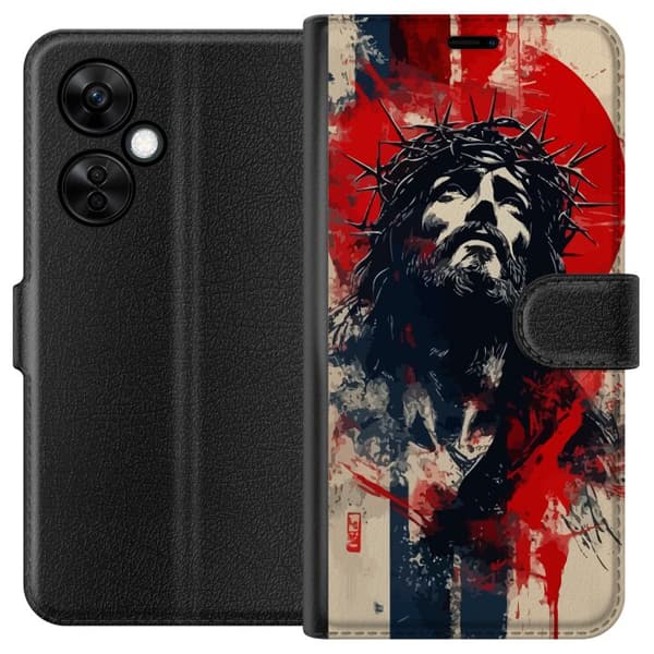 OnePlus Nord CE 3 Lite Plånboksfodral Jesus med kors – kristet motiv med stark symbolik om tro och hopp