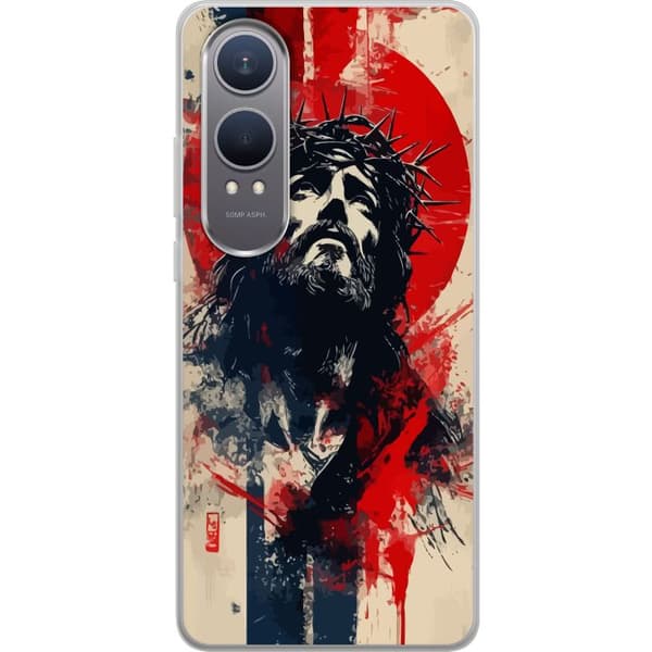 OnePlus Nord CE4 Lite Gjennomsiktig deksel Jesus med kors - kristent motiv med sterk symbolikk om tro og håp