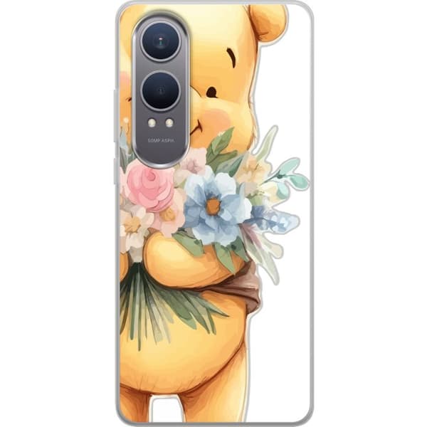 OnePlus Nord CE4 Lite Gjennomsiktig deksel Nalle Puh med blomster - klassisk barnefavoritt i en blomstrende vår miljø