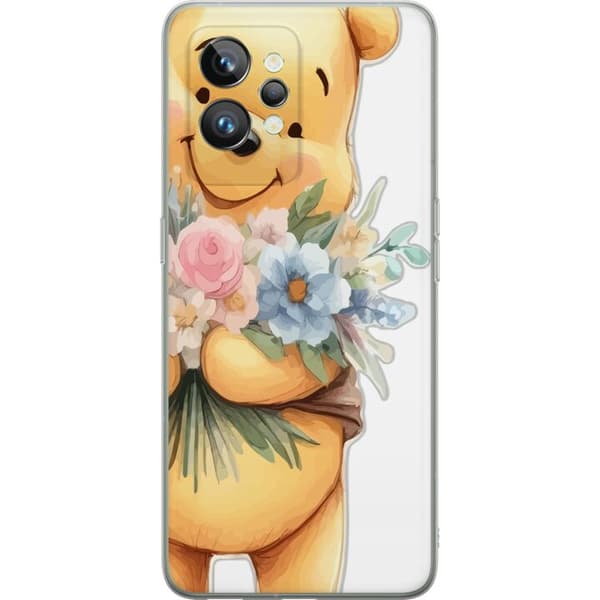 Realme GT2 Pro Genomskinligt Skal Nalle Puh med blommor – klassisk barnfavorit i blommande vårmiljö