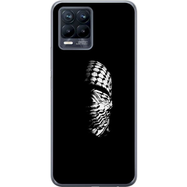 Realme 8 Gennemsigtig cover Keffiyeh-mønster - klassisk sort-hvid palæstinensisk tørklæde med kulturel betydning