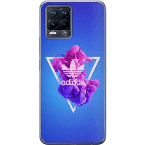 Realme 8 Gennemsigtig cover Adidas-inspireret blåt design - sporty motiv med retrovibe i blå toner