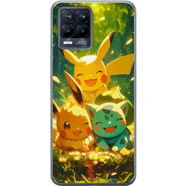 Realme 8 Gennemsigtig cover Pixelmonster spillestil - farverig design til retro-elskende gamere