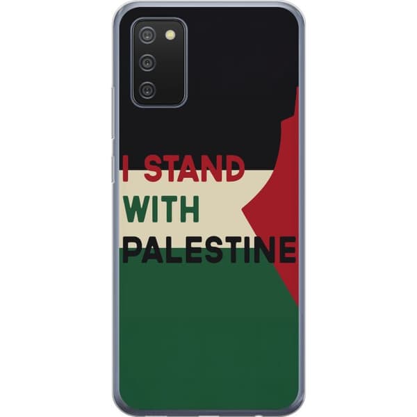 Samsung Galaxy A02s Läpinäkyvä kuori Pysähdy Palestiinan puolesta - solidaarisuussuunnittelu vahvalla viestillä