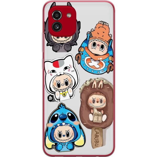 Samsung Galaxy A03 Läpinäkyvä kuori Labubu hahmokokoelma - Pop Mart Labubu The Monsters väriluulisessa muotoilussa