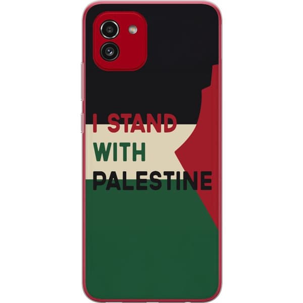 Samsung Galaxy A03 Läpinäkyvä kuori Pysähdy Palestiinan puolesta - solidaarisuussuunnittelu vahvalla viestillä