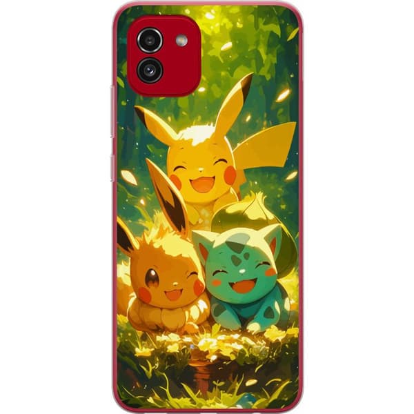 Samsung Galaxy A03 Gennemsigtig cover Pixelmonster spillestil - farverig design til retro-elskende gamere