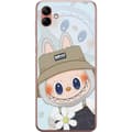 Miniatyrbild 1 av 3: Samsung Galaxy A04 Genomskinligt Skal Labubu med hatt – Pop Mart-figur Mr. Butcher i retro stil med karaktär