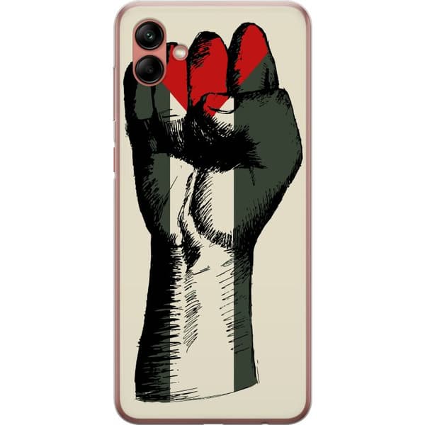 Samsung Galaxy A04 Genomskinligt Skal Hand knuten i Palestinas färger – kraftfull symbol för frihetsrörelsen