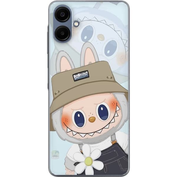 Samsung Galaxy A06 Genomskinligt Skal Labubu med hatt – Pop Mart-figur Mr. Butcher i retro stil med karaktär