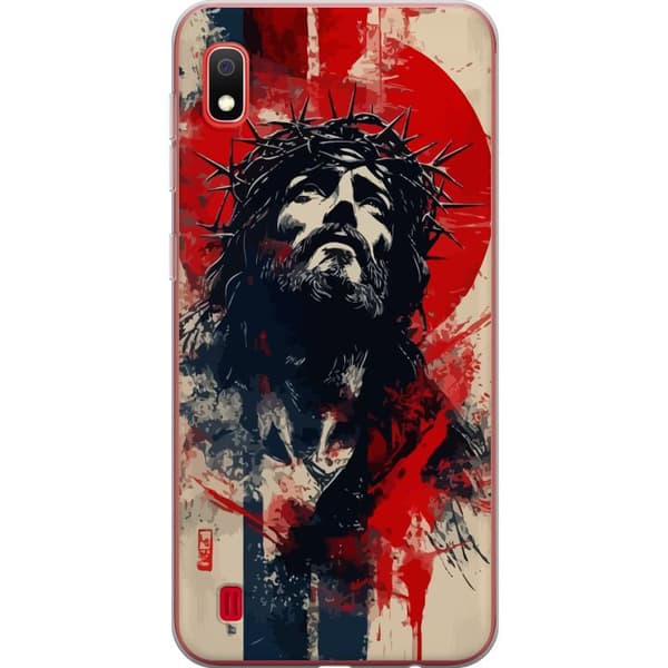 Samsung Galaxy A10 Genomskinligt Skal Jesus med kors – kristet motiv med stark symbolik om tro och hopp