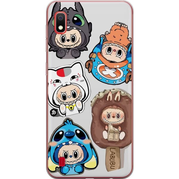 Samsung Galaxy A10 Läpinäkyvä kuori Labubu hahmokokoelma - Pop Mart Labubu The Monsters väriluulisessa muotoilussa