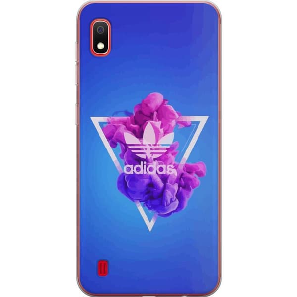 Samsung Galaxy A10 Läpinäkyvä kuori Adidas-inspiroitunut sininen muotoilu - urheilullinen motiivi retro-vibeillä sinisissä sävyissä