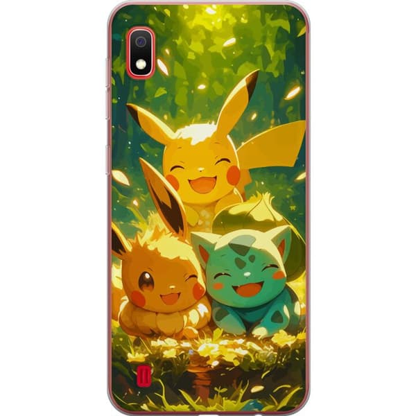 Samsung Galaxy A10 Gennemsigtig cover Pixelmonster spillestil - farverig design til retro-elskende gamere