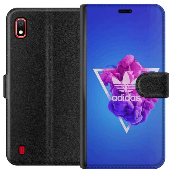 Samsung Galaxy A10 Tegnebogsetui Adidas-inspireret blåt design - sporty motiv med retrovibe i blå toner