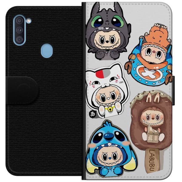 Samsung Galaxy A11 Tegnebogsetui Labubu figur samling - Pop Mart Labubu The Monsters i farverigt design