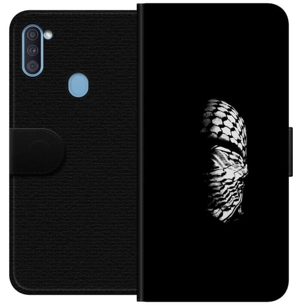 Samsung Galaxy A11 Lommeboketui Keffiyeh-mønster - klassisk svart-hvit palestinsk sjal med kulturell betydning