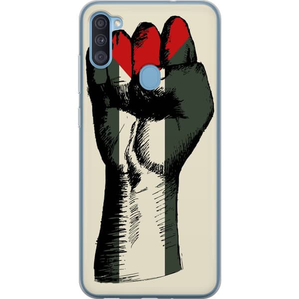 Samsung Galaxy A11 Gjennomsiktig deksel Hand knyttet i Palestinas farger - kraftig symbol for frihetsbevegelsen