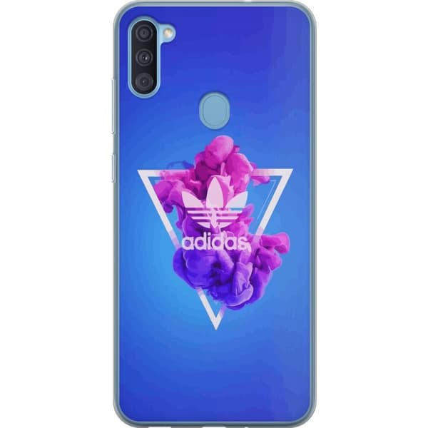 Samsung Galaxy A11 Genomskinligt Skal Adidas-inspirerad blå design – sportigt motiv med retrovibe i blå toner