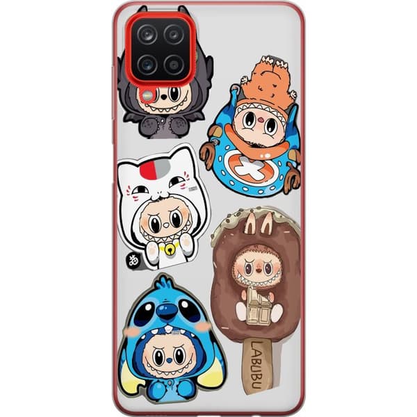 Samsung Galaxy A12 Gjennomsiktig deksel Labubu figure samling - Pop Mart Labubu The Monsters i fargerik design