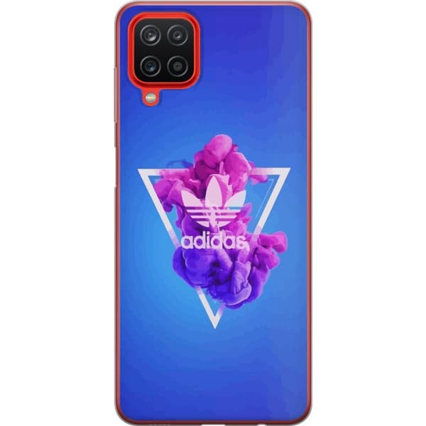 Samsung Galaxy A12 Gjennomsiktig deksel Adidas-inspirert blått design - sporty motiv med retro vibe i blåtoner