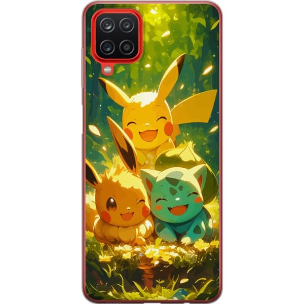 Samsung Galaxy A12 Gjennomsiktig deksel Pixelmonster spillstil - fargerik design for retro-elskende spillere