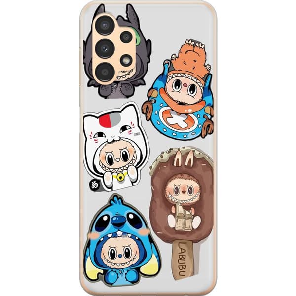 Samsung Galaxy A13 Gennemsigtig cover Labubu figur samling - Pop Mart Labubu The Monsters i farverigt design
