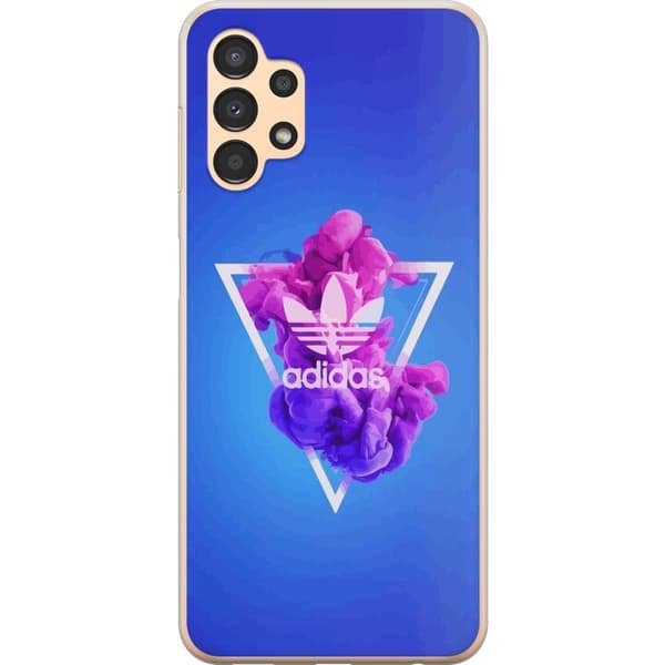 Samsung Galaxy A13 Läpinäkyvä kuori Adidas-inspiroitunut sininen muotoilu - urheilullinen motiivi retro-vibeillä sinisissä sävyissä