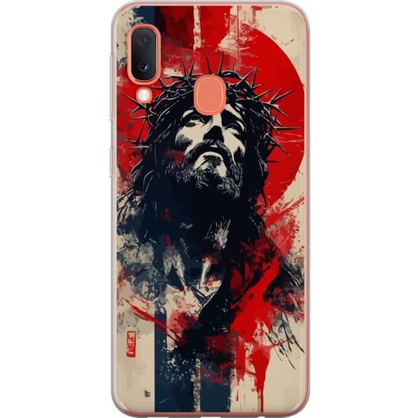 Samsung Galaxy A20e Genomskinligt Skal Jesus med kors – kristet motiv med stark symbolik om tro och hopp