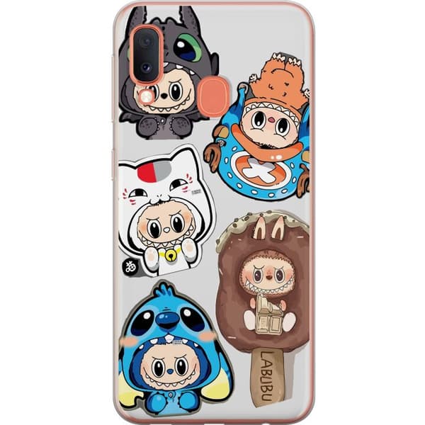Samsung Galaxy A20e Gjennomsiktig deksel Labubu figure samling - Pop Mart Labubu The Monsters i fargerik design