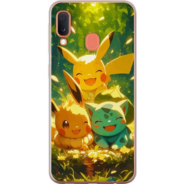 Samsung Galaxy A20e Läpinäkyvä kuori Pixelmonster pelityyli - värikäs muotoilu retroa rakastaville pelaajille