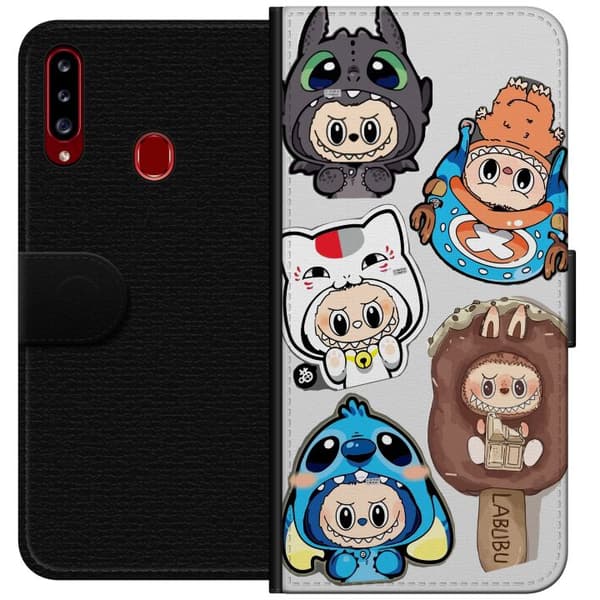 Samsung Galaxy A20s Lommeboketui Labubu figure samling - Pop Mart Labubu The Monsters i fargerik design