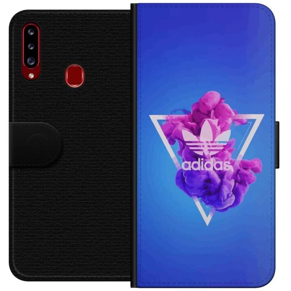 Samsung Galaxy A20s Lommeboketui Adidas-inspirert blått design - sporty motiv med retro vibe i blåtoner