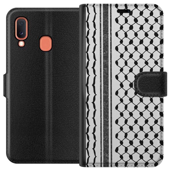 Samsung Galaxy A20e Lompakkokotelo Palestiinalainen kuvio - perinteiseen tyyliin inspiroima keffiyeh-kangas