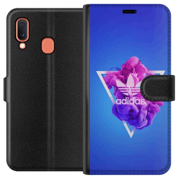 Samsung Galaxy A20e Plånboksfodral Adidas-inspirerad blå design – sportigt motiv med retrovibe i blå toner