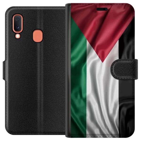 Samsung Galaxy A20e Tegnebogsetui Palestinaflaget – ikonisk frihedssymbol i rød, sort, hvid og grøn