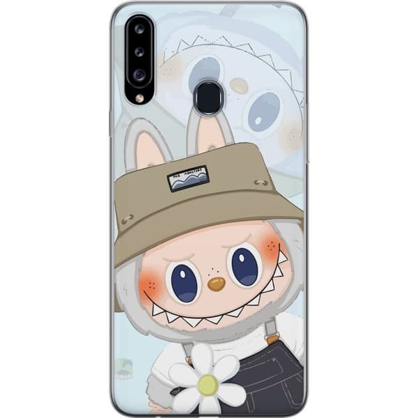 Samsung Galaxy A20s Gjennomsiktig deksel Labubu med hatt - Pop Mart-figur Mr. Butcher i retrostil med karakter