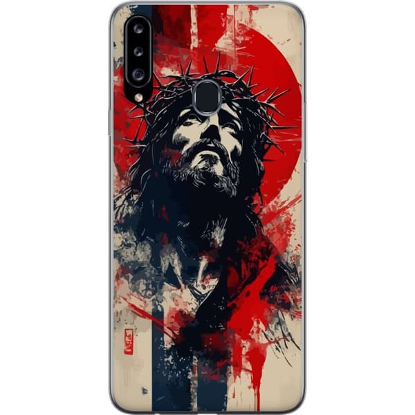 Samsung Galaxy A20s Läpinäkyvä kuori Jeesus ristillä - kristillinen aihe vahvalla symboliikalla uskosta ja toivosta