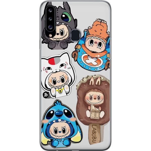 Samsung Galaxy A20s Gjennomsiktig deksel Labubu figure samling - Pop Mart Labubu The Monsters i fargerik design
