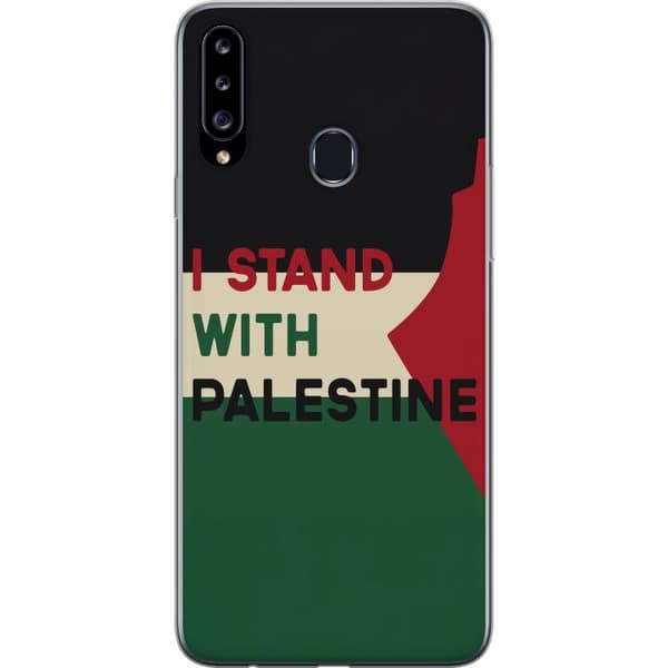 Samsung Galaxy A20s Läpinäkyvä kuori Pysähdy Palestiinan puolesta - solidaarisuussuunnittelu vahvalla viestillä
