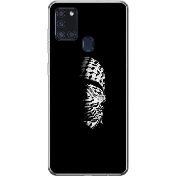 Samsung Galaxy A21s Gennemsigtig cover Keffiyeh-mønster - klassisk sort-hvid palæstinensisk tørklæde med kulturel betydning