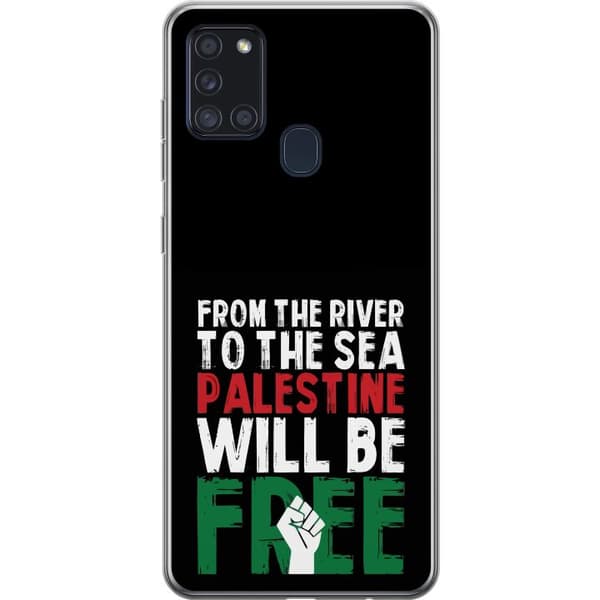 Samsung Galaxy A21s Genomskinligt Skal Free Palestine – politiskt statement med kraftfullt grafiskt uttryck