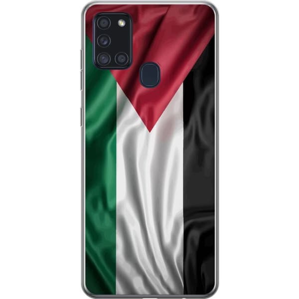 Samsung Galaxy A21s Genomskinligt Skal Palestinaflaggan – ikoniskt frihetsmotiv i rött, svart, vitt och grönt