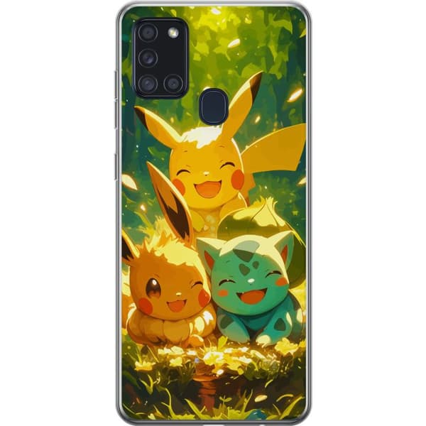 Samsung Galaxy A21s Gjennomsiktig deksel Pixelmonster spillstil - fargerik design for retro-elskende spillere