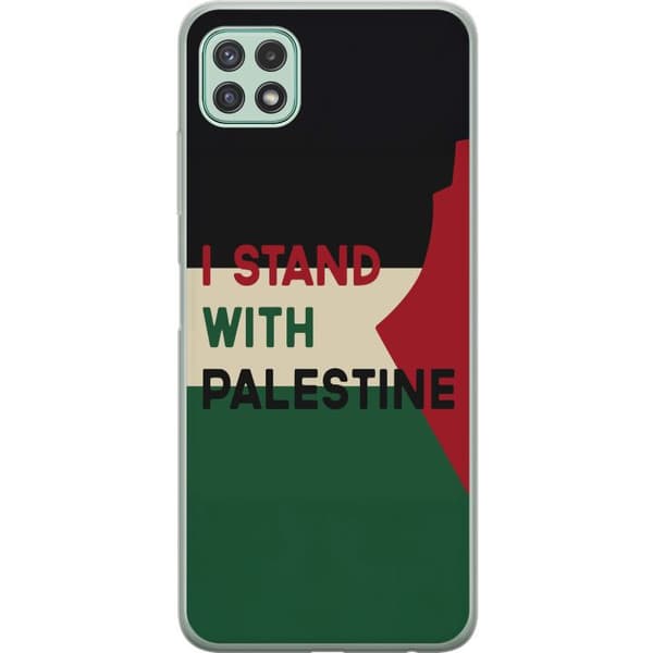 Samsung Galaxy A22 5G Läpinäkyvä kuori Pysähdy Palestiinan puolesta - solidaarisuussuunnittelu vahvalla viestillä