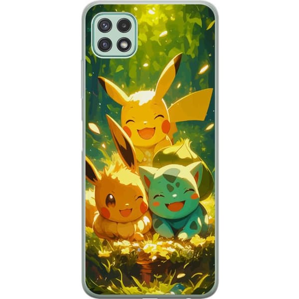 Samsung Galaxy A22 5G Gennemsigtig cover Pixelmonster spillestil - farverig design til retro-elskende gamere
